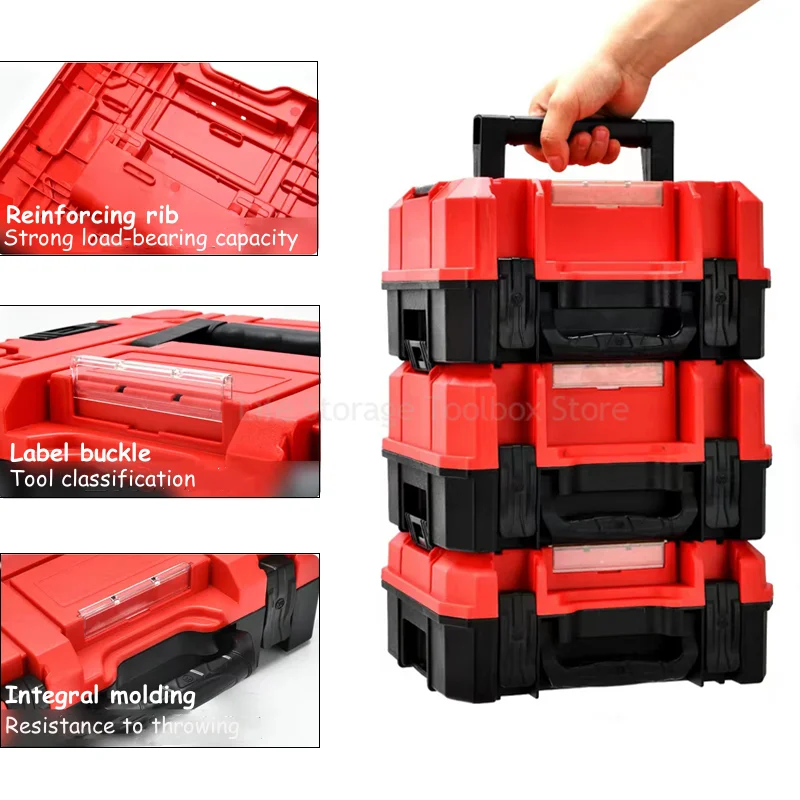 Stackable Tool Box Organizer Box Hardware Parts Storage Box Portable Composable Tool Box Hard Case Electrician Drill Toolbox