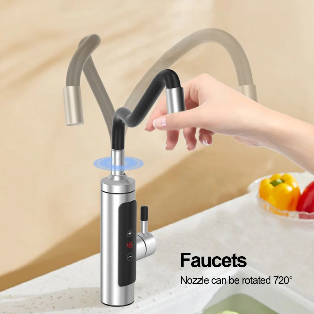 3000W Electric Hot Water Heater Faucet Instant Heating Tap Fast Instantaneous Thermostat Water Heater with Temperature Display
