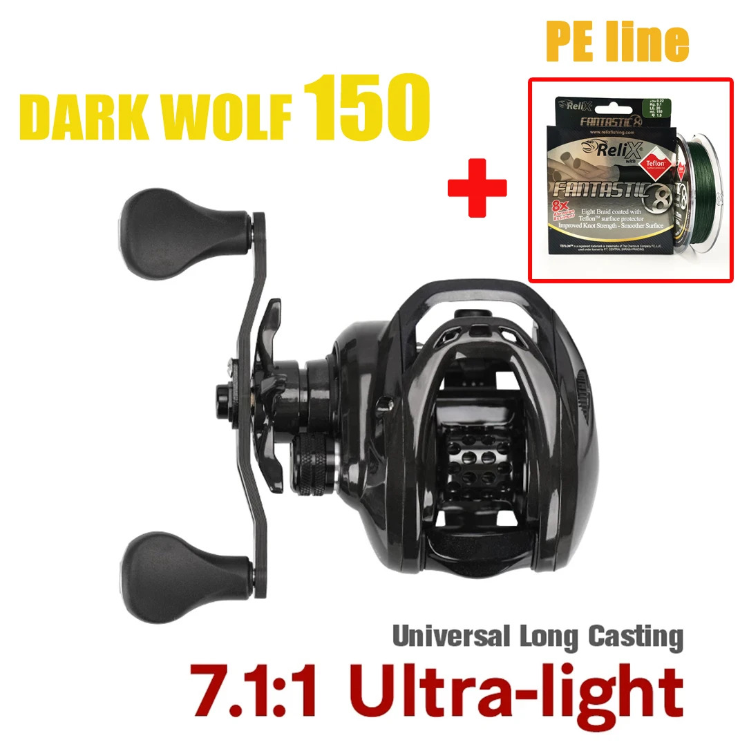 TSURINOYA DARK WOLF High Speed Baitcasting Reel KG Max Drag BB Seawater Carp Fishing Reels Wiht m PE Line