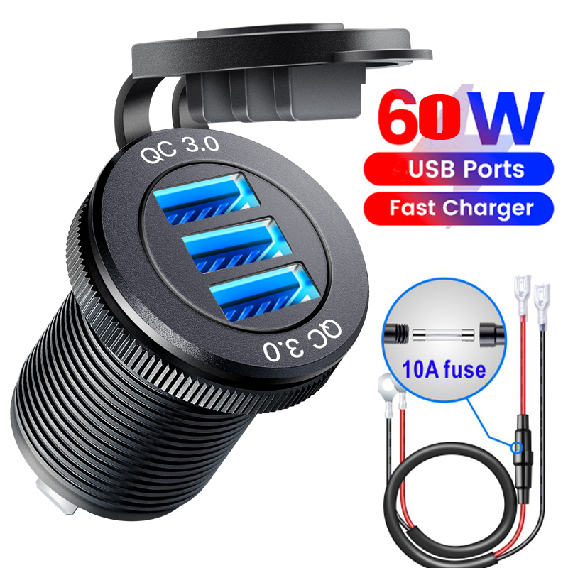 12V USB type c Outlet Charger Socket Charging Port for Car Boat Marine Truck motorcycle Built-in Waterproof 2025 new usb car socket