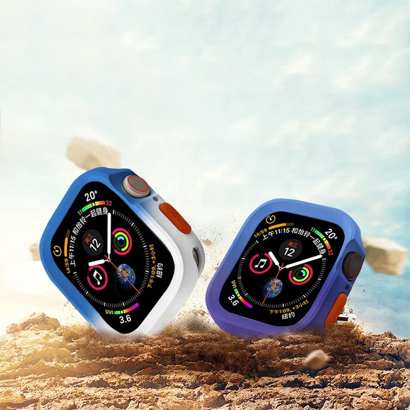 Bumper Soft Silicone Case Apple Watch 9 8 7 SE 4 Sport Anti-drop Matte Cover Protector for Iwatch 49mm 41mm 40mm 44mm 45mm