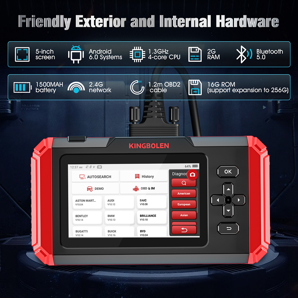 KINGBOLEN S500 4 Systems Car Diagnostic Tool Lifetime Free Update 4 Resets Oil Brake SAS ETS OBD2 Scanner ABS SRS ECM TCM