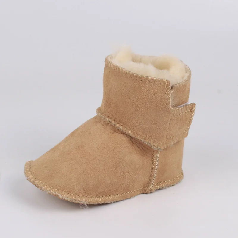 HoneyCherry Winter New Baby Sheepskin Fur Snow Boots Baby Soft Soled Warm Toddler Boots