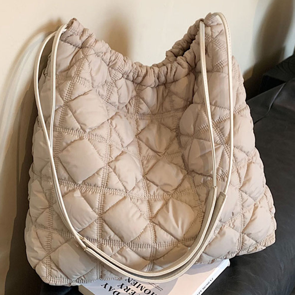 Women Diamond Quilted Bucket Bag Casual Pleated Cloud Bag Drawstring Padded Shoulder Bag Crossbody Sling Bag Girl Stylish Bag