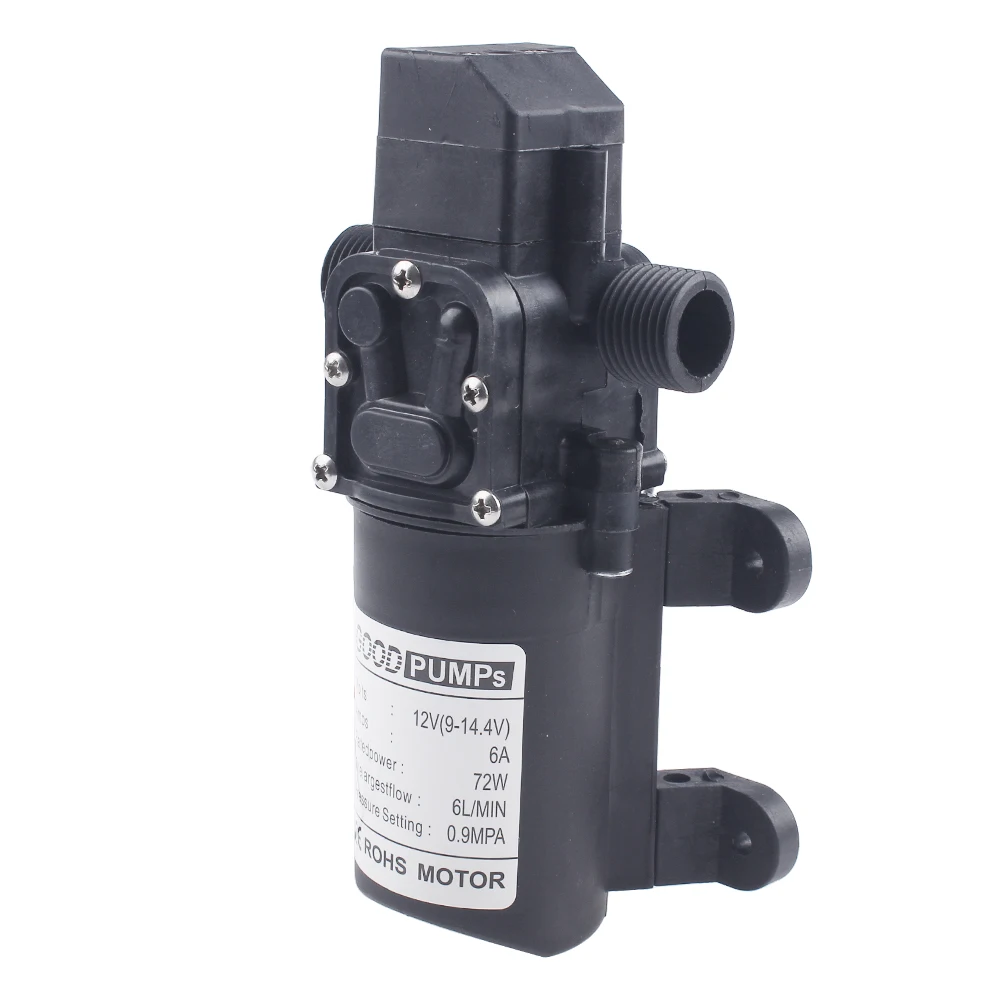 DC 12V 130PSI 6L/Min G1/2 Water High Pressure Diaphragm Self Priming Pump 70W for car cleaning Smart switch inside