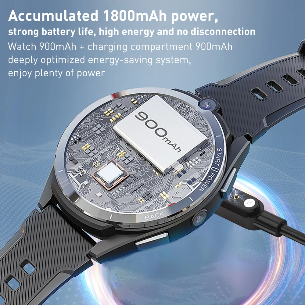 LEMFO LEM16 4G GPS Smart Watch Android 11 Smartwatch Men 6GB 128GB 900mah With Power Bank Dual System 4G Smart Watch