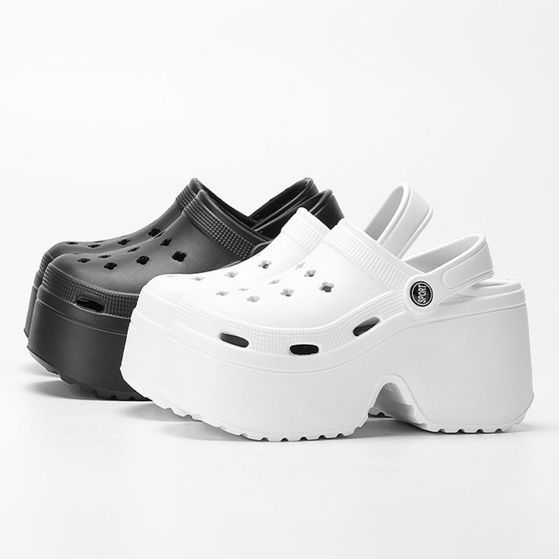 2024 New Chunky Platform Sandals for Women Summer Beach Thick Bottom Slippers Woman Black White Wedge Heel Sandals Garden Shoes