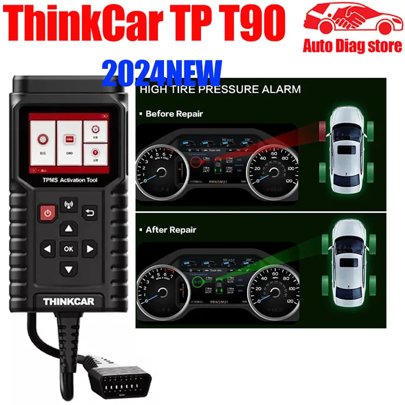 ThinkCar THINKTPMS TP new T90 TPMS Programmer S2 315MHz 433MHz 2in1 Car 2025 Tire Pressure Diagnosis Tool TPMS Sensor Service Tool