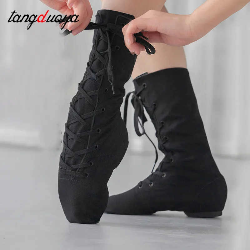 jazz dance 2025 shoes women sneakers balleoom Ballet shoes new high top canvas dance boots lace up Adult kids dance shoes Gymnastics Shoe