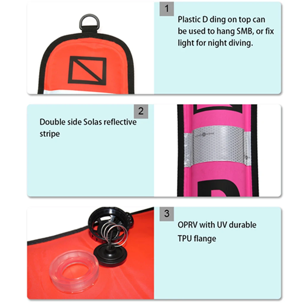 Surface Marker Buoy SMB Automatic Sealed Quick Discouraged Portable Unique Design Sausage Signal Tube Type 12