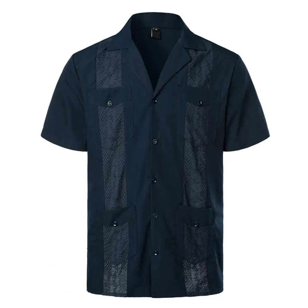 Men new Shirt Solid Color Cardiagn Slim 2025 Fit Multi Pockets Turn-down Collar Summer Shirt Daily Clothes