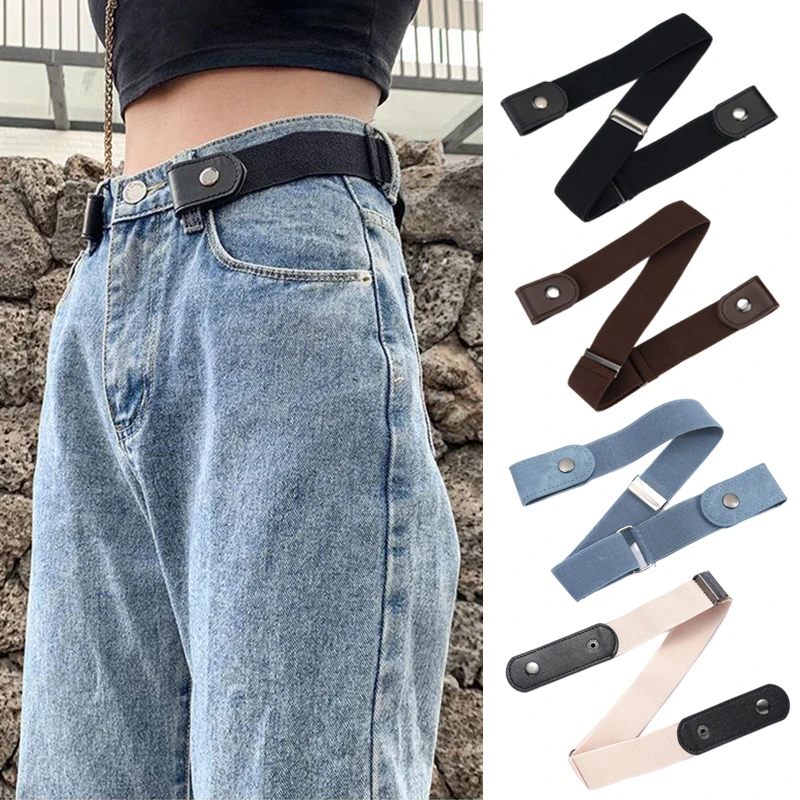 Elastic Waistband for Women Men Adjustable Stretch Buckle-Free Invisible Belt for Jeans Pants No Buckle Easy Belts Waist Band