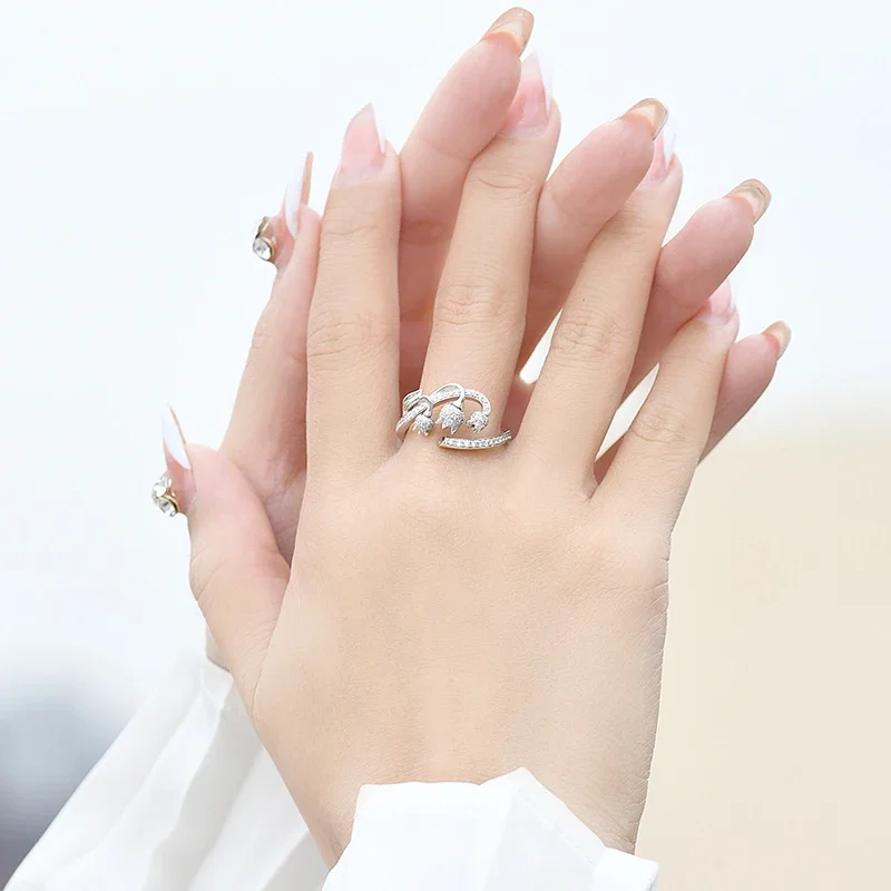 Flower Aesthetic Huitan Adjustable Finger Ring Female Brilliant Zirconia Jewelry for Engagement Ceremony Delicate Accessories smile