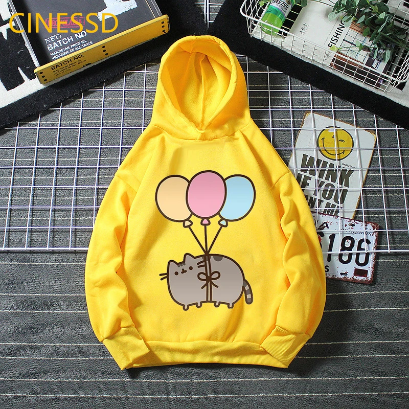 Pink Children Boys Girls Clothing Hoodie Tops Spring Print Sweatshir Toddler 3-12 Year Gift Sportswear Cat Ice Cream White Coat