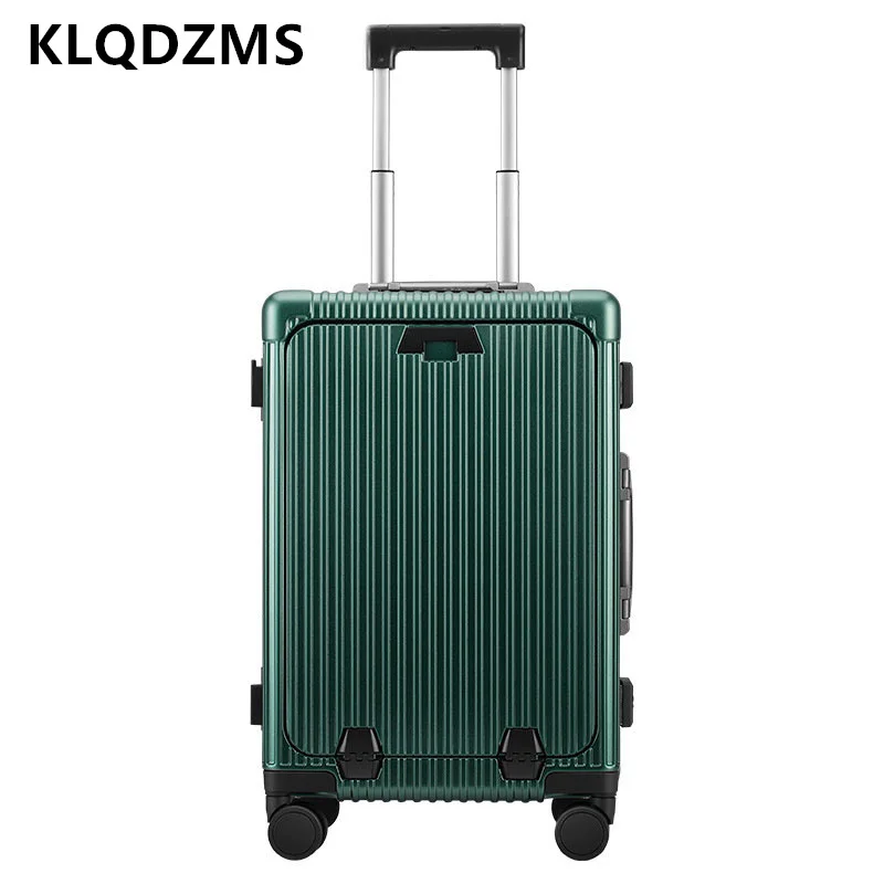KLQDZMS 18"20"24 Inch Rolling Luggage New Boarding Box Universal Front Open Multifunctional Trolley Case Aluminum Frame Suitcase