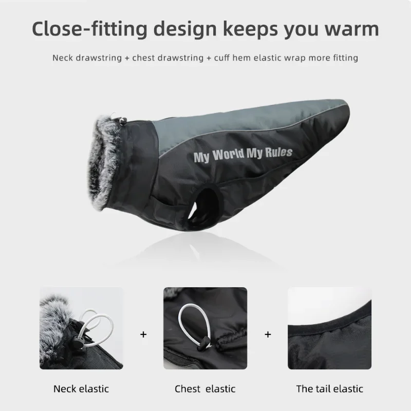Clothes For Large Dogs Waterproof Big Dog new Vest Jacket 2025 Autumn Winter Warm Fur Collar Pet Dog Coat For French Bulldog Wilma Dog