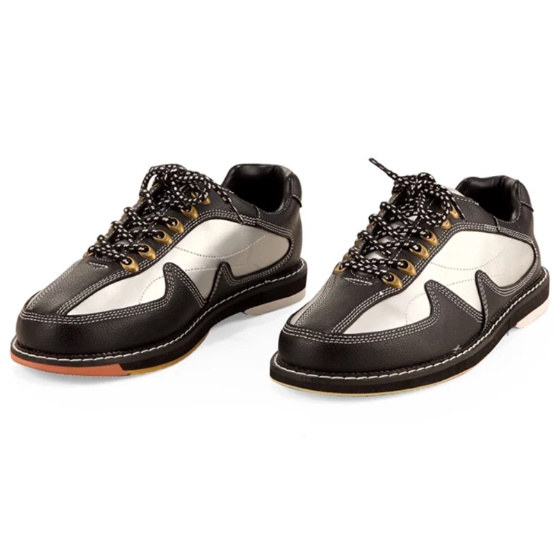 Women Men Genuine Leather Bowling Shoes Unisex Breathable Skidproof Sneakers Lace-up Cushioning Indoor Shoes for Bowling