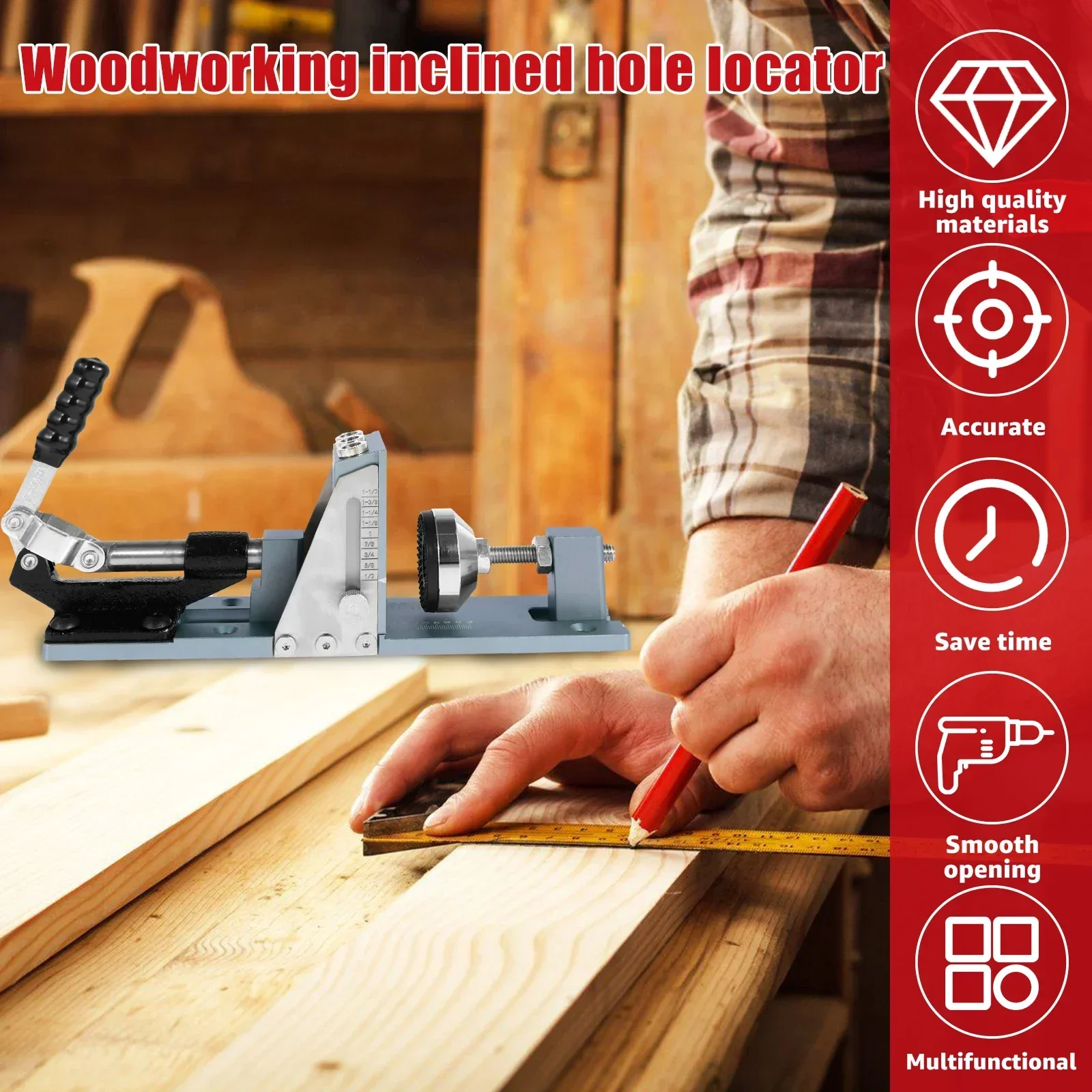 Pocket Hole Jig Kit Adjustable Aluminum Alloy Pocket Screw Jig Drill Guide Multifunctional Woodworking Dowel Jig Kit Precise