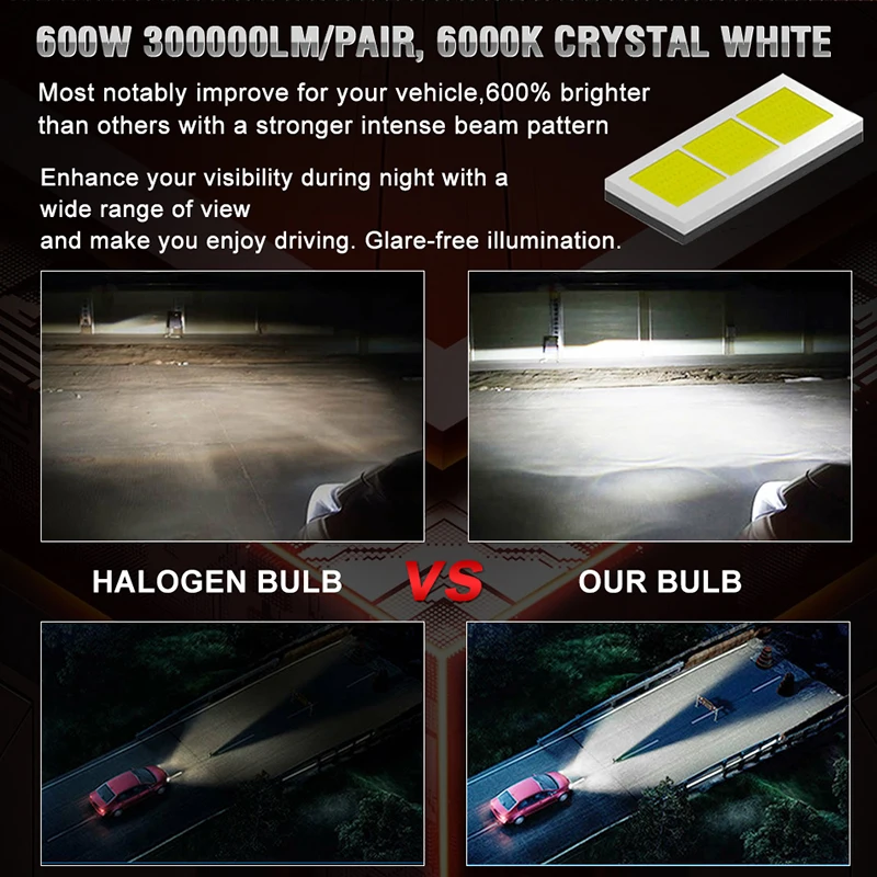 H7 Led Canbus H15 LED For volkswagen 300000LM High Beam DRL Day Running Lights 600W Car Auto LED Headlight Bulb For Audi Golf VW