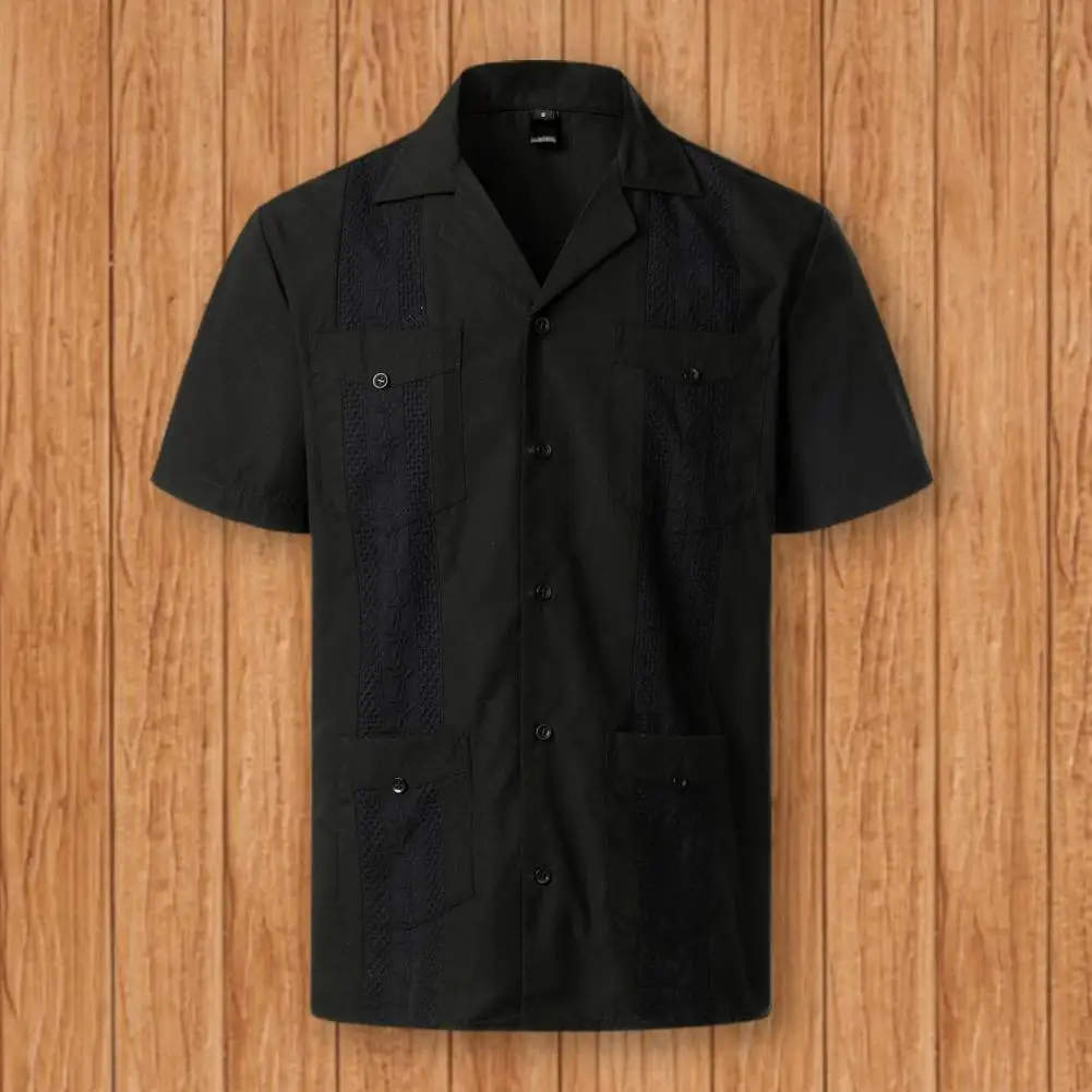 Men new Shirt Solid Color Cardiagn Slim 2025 Fit Multi Pockets Turn-down Collar Summer Shirt Daily Clothes