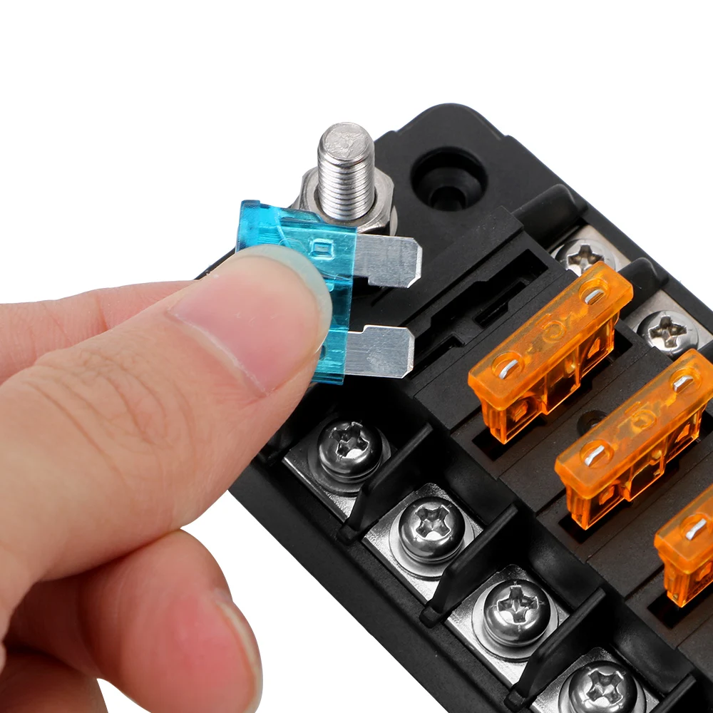 For Auto Car Marine Trike Flame Retardant V A Fuse Box Holder Ways Blade Block With Double Fuses