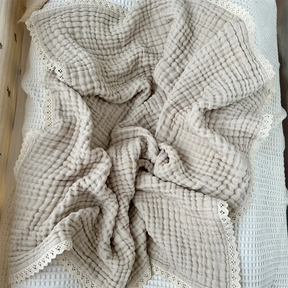 Newborn Baby Bath Towel 6 Layer Gauze Muslin Swaddle Cotton Receive Blankets Swaddling Wrap Lace Langer New Born Diapers Bedding
