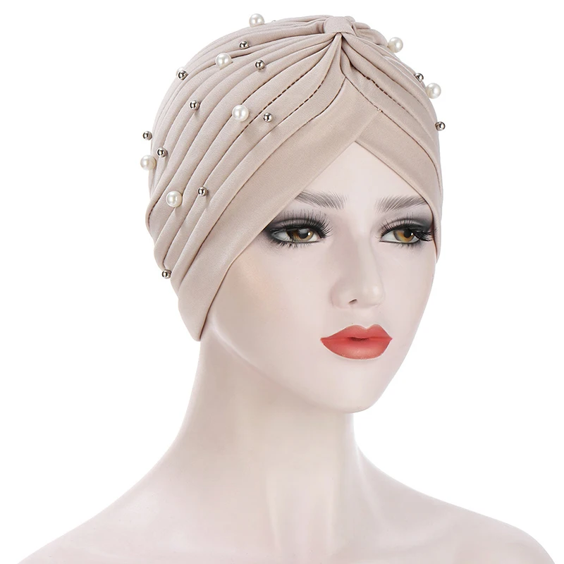 Muslim Turban Hats Beaded Turban 2025 Hats Hair Loss new Banadans Scarf For Muslim Women Clothing Turbantes Para Mujer Quimioterapia