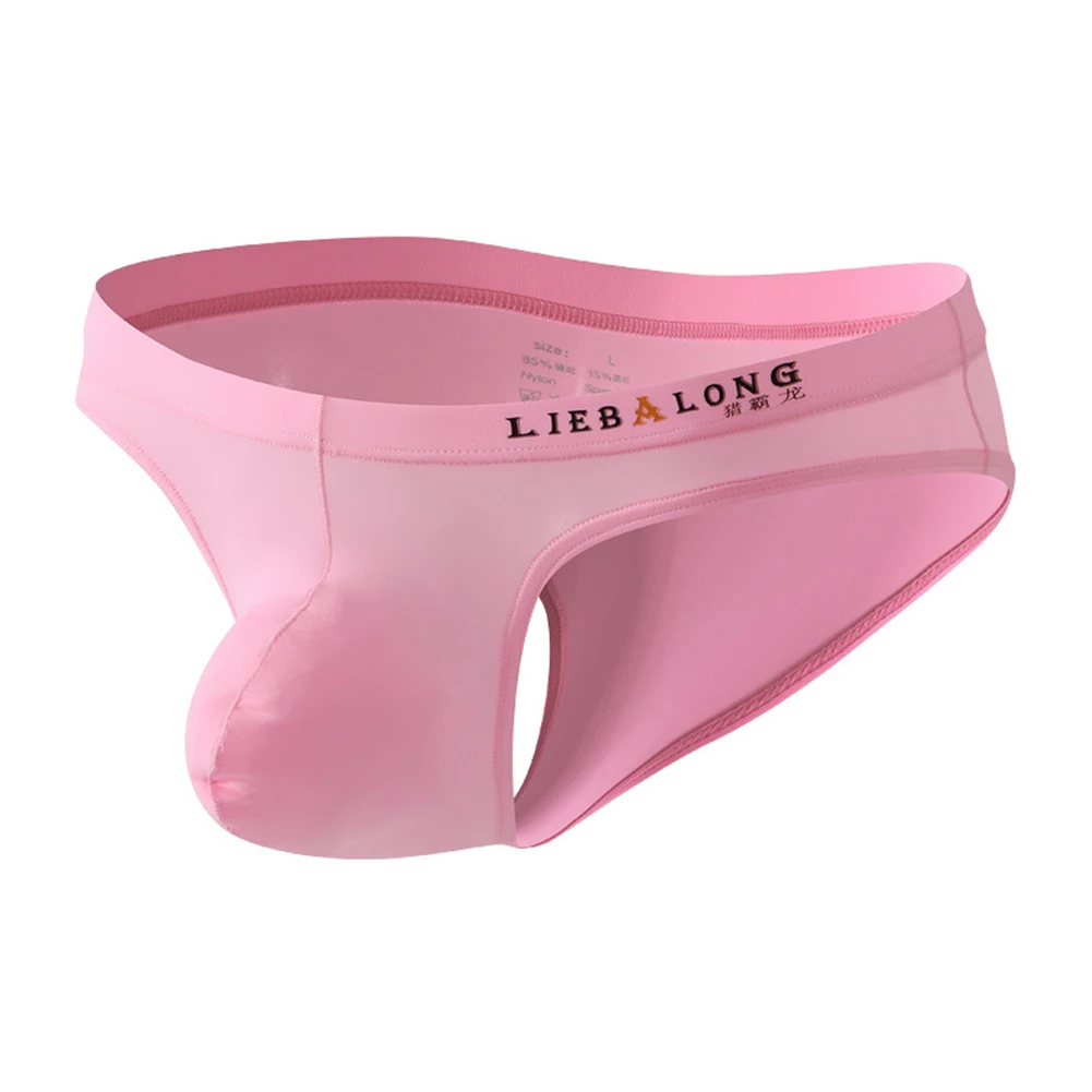 Underwear Men Low Waist Ice Silk Briefs Ultrathin Bikini Thongs Panties Calzoncillos Hombre U Convex Pouch Lingerie Underpants