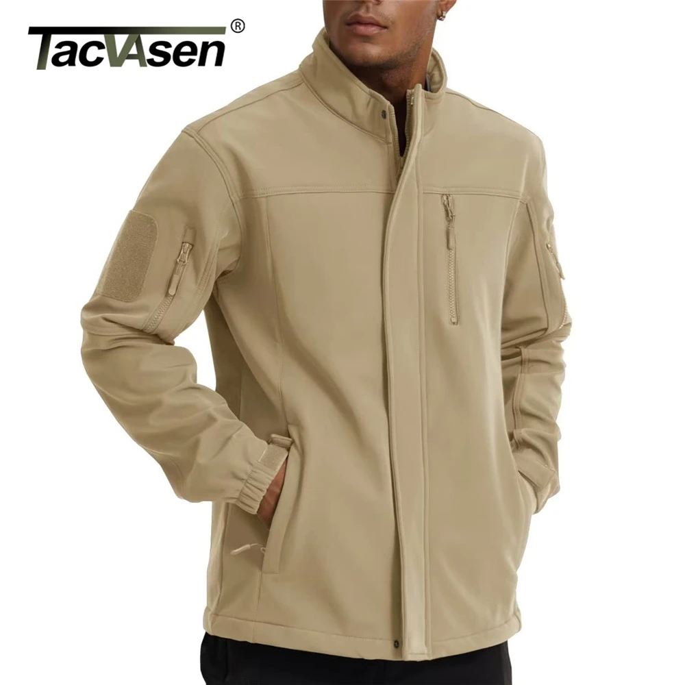 TACVASEN Windproof Warm Hiking 2025 Parkas new Men's Winter Softshell Fleece Jackets Wear Resistance Coats Full Zip Up Working Outwear