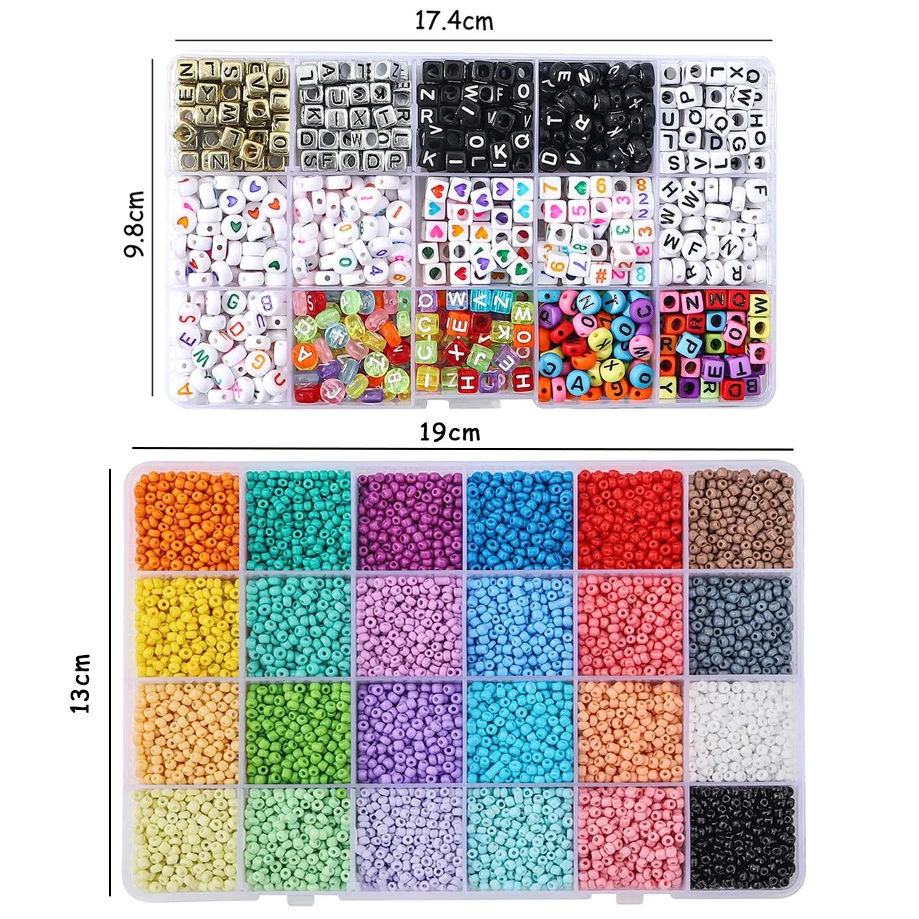 About 13040pcs 2 Series Box Set, Rice Beads, Letter Beads, Material Bag, Handmade DIY, Beaded Bracelet, Necklace, Jewelry Access
