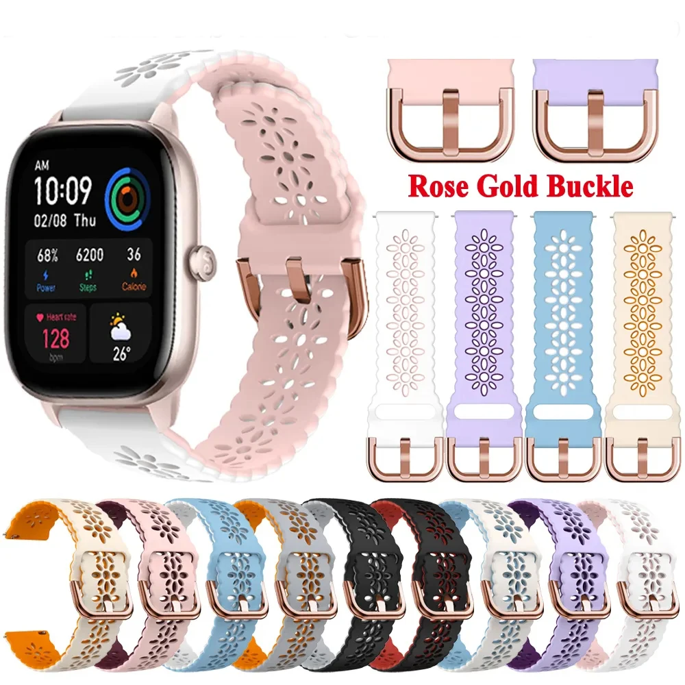 Hot 20mm Silicone Lace Border WatchStrap For Huami Amazfit GTS 4 Mini 3 2e /GTS4 GTS Amazfit Bip 3/U pro GTR 42mm Bracelet Band