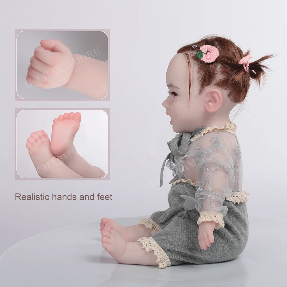 U-charmmore 17.7inch 5.7lbs 2025 Full Body Silicone Reborn Baby new Doll Realistic Girl Dolls Painted DIY Blank Baby Children Toys