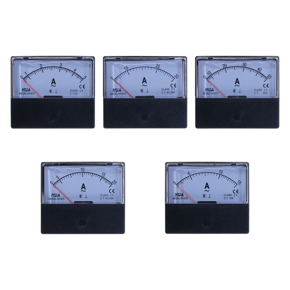 DH-670 DC AC Analog Current Panel Meter 5A 15A 20A 30A 50A 100A 200A Amp Panel Ammeter Pointer Type Current Meter