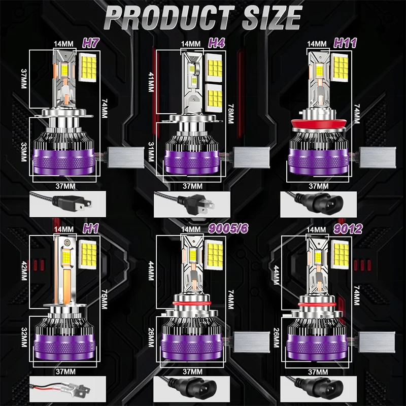 H1 H7 LED Canbus Car Headlights Bulbs H4 Led 1000000LM 1200W H11 HB3 9005 HB4 9006 H8 H9 HIR2 9012 LED 6000K 9084 CSP Auto Lamp