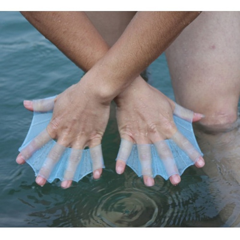 1 Pair Silicone Swimming Flippers Hand Fins Swim Web Training Glove Gear Paddle