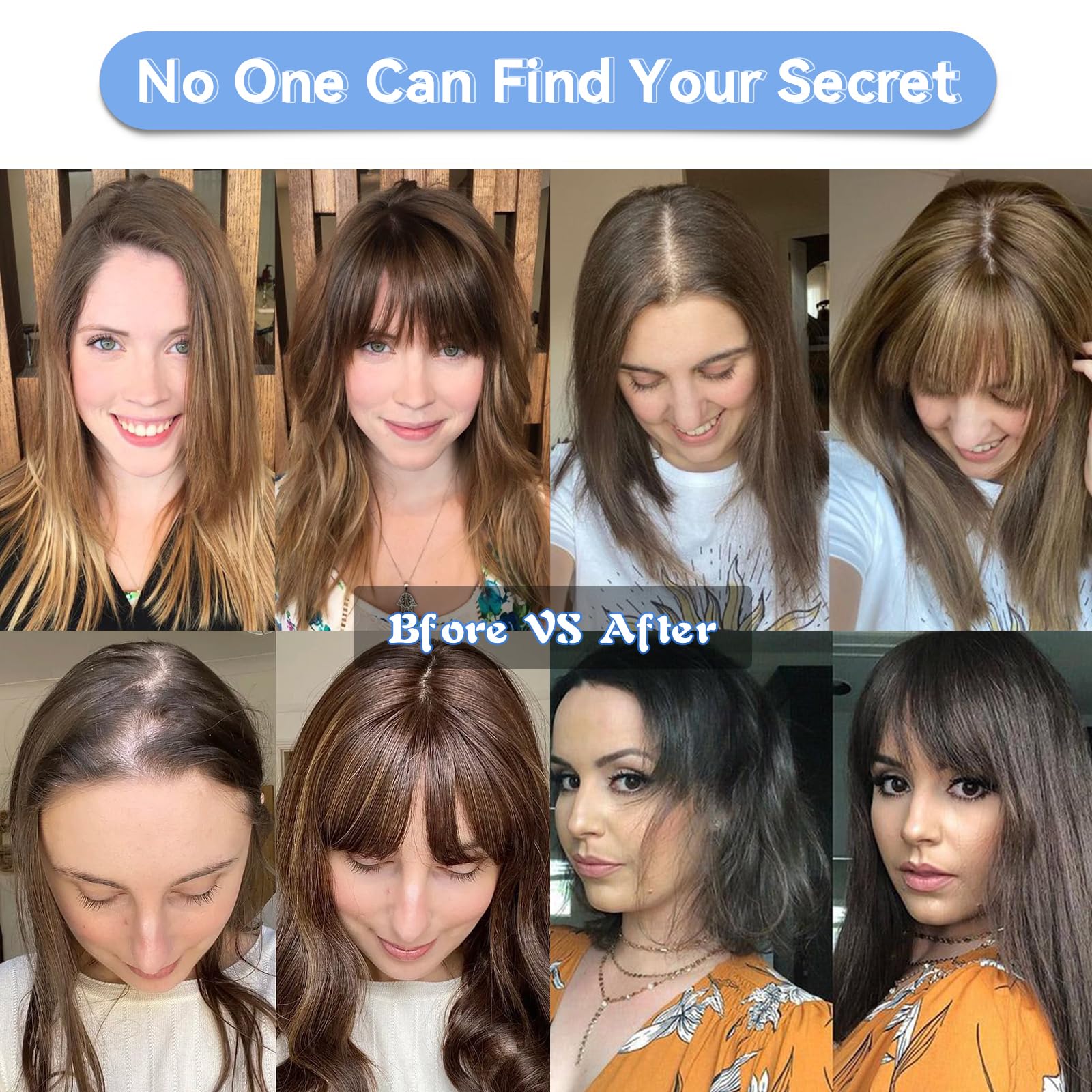 Straight Remy Human Hair Toppers with Bangs Toupee Hair Piece Silk Base Clip in Topper Top Hair for Hair Loss Women Ombre Blonde