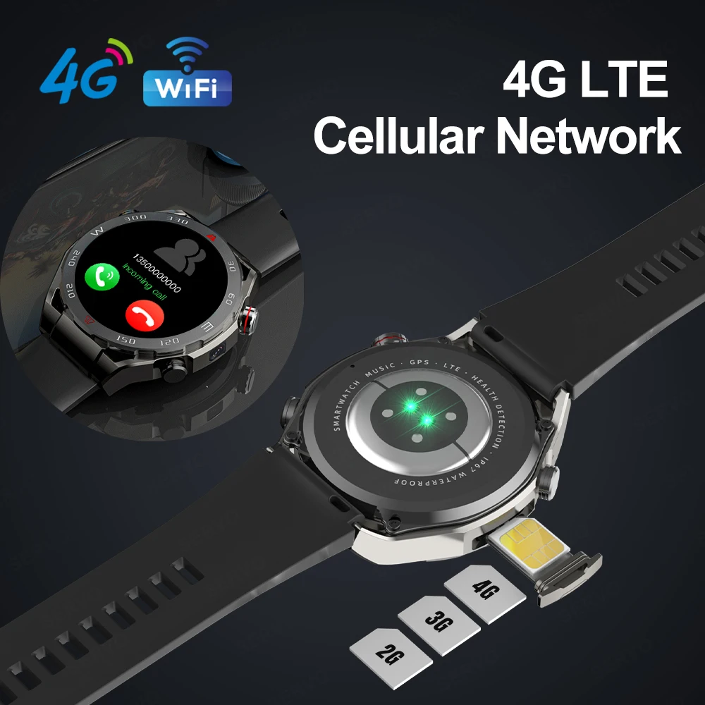 4G 64G Smart Watch Men Women Google Play Store SIM Card KOM9 Waterproof Sports Bluetooth Android Phone HD Camera Music Call 2024