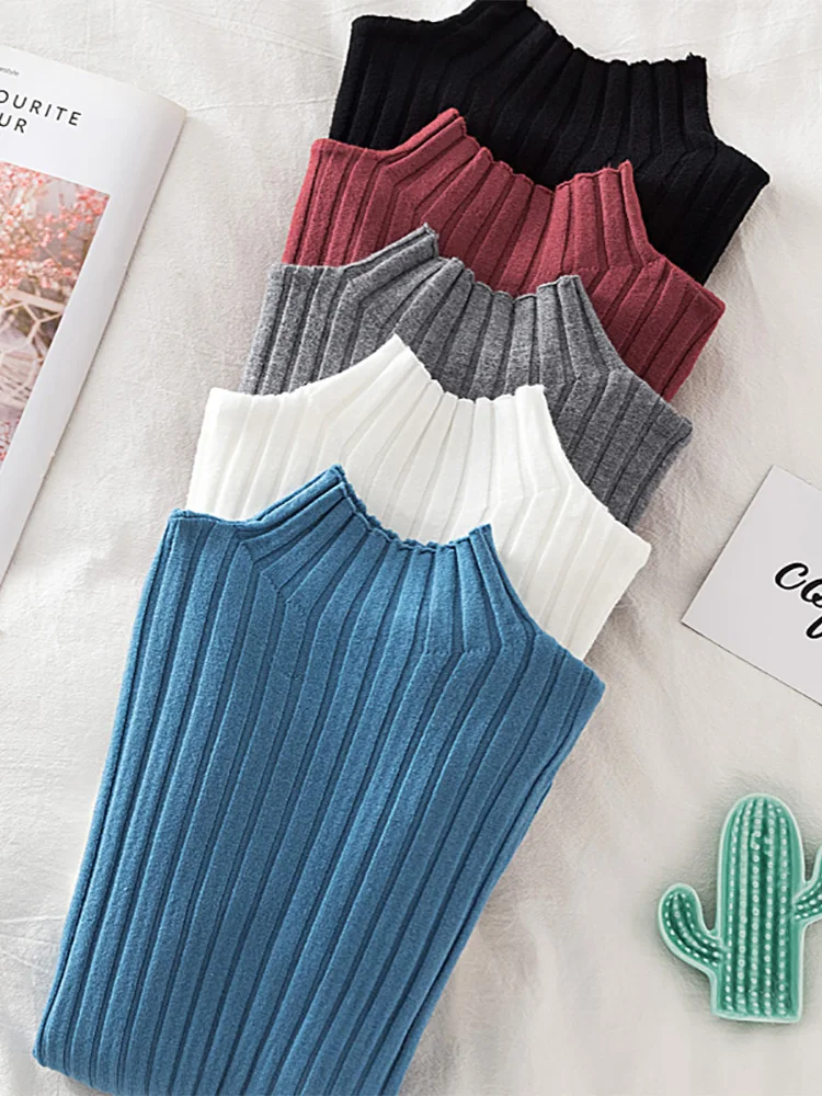 Croysier Pullover Ribbed Knitted Sweater Autumn 2025 Winter Clothes new Women 2023 High Neck Long Sleeve Slim Basic Woman Sweaters Tops