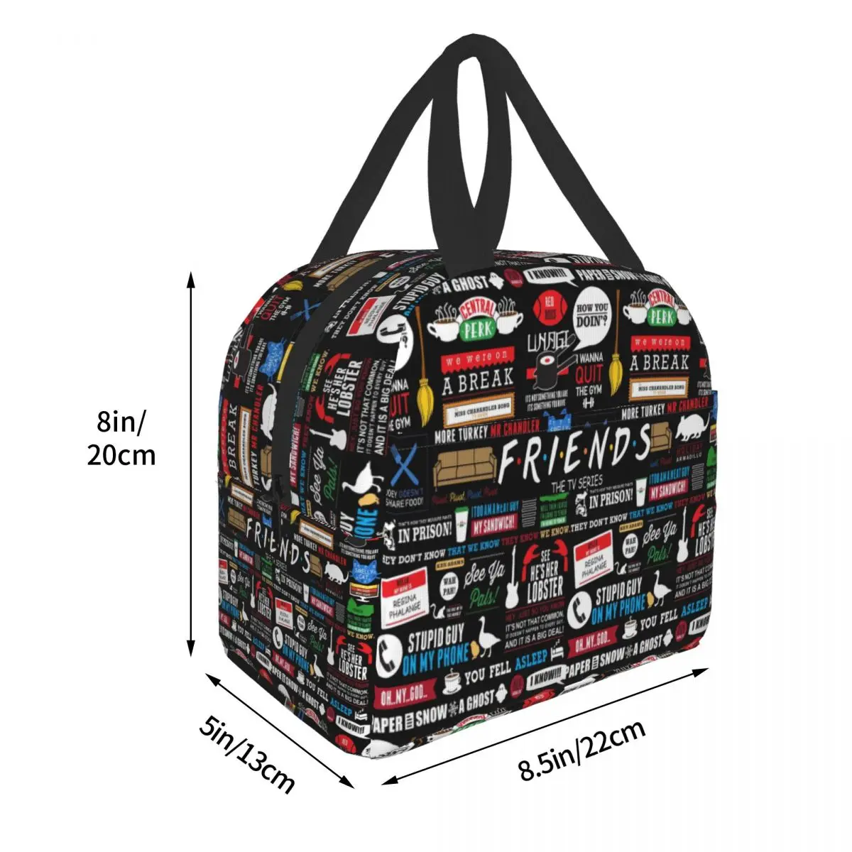 Friends TV Show Collage Insulated Lunch Bag for Women Resuable Cooler Thermal Bento Box Office Picnic Travel Food Lunch Box