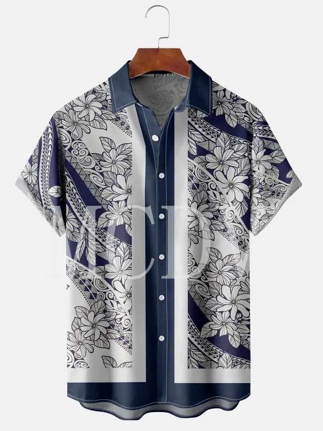 2025 Mens Retro new Floral Print Lapel Loose Short Sleeve Bowling Shirts Women For Men Hawaiian Shirt