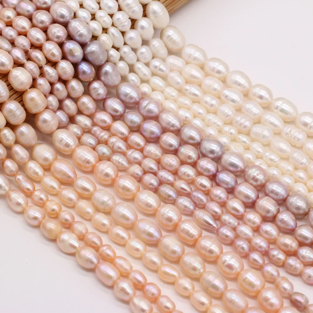 Natural Freshwater Real Pearl Beads Rice Shape Pearls Spacer Loose Bead For Jewelry Making DIY Women Bracelet Necklace Earrings