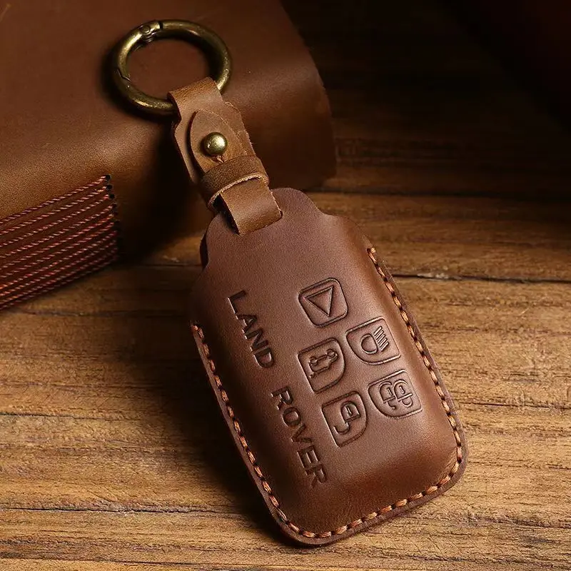 Genuine 2025 Leather Hand-Made Car Key Cover Car KeyCase Shell Auto Accessories new Keychain For Land Rover Range Rover Discovery 5 Sport