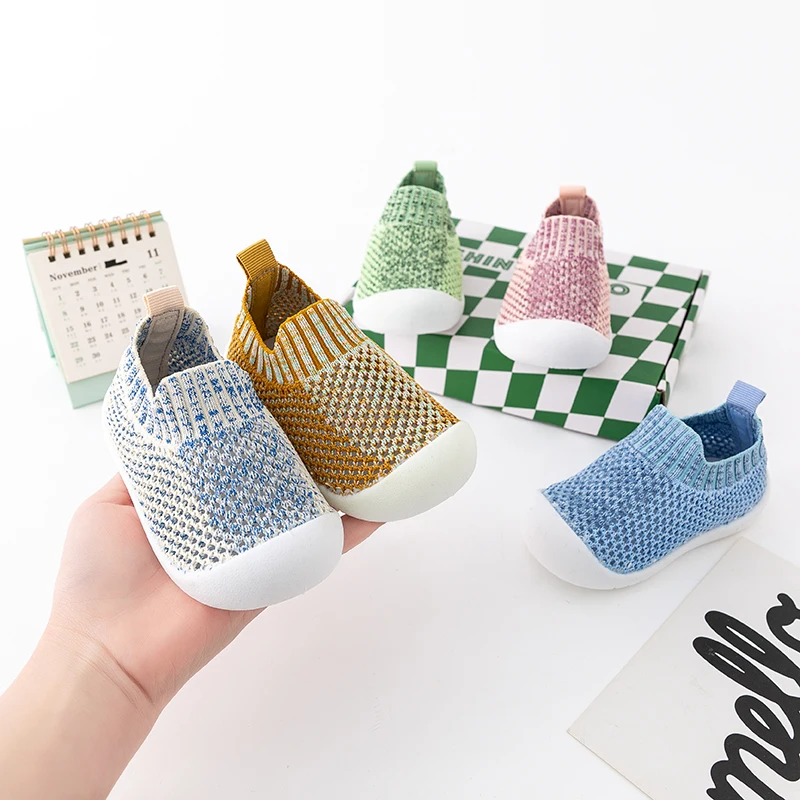 Spring Summer Baby First Walker Mesh Knitted Infant Toddler Shoes Non-Skid Bottom Kids 0-3T Girls Boys Slip-On Casual Sneakers