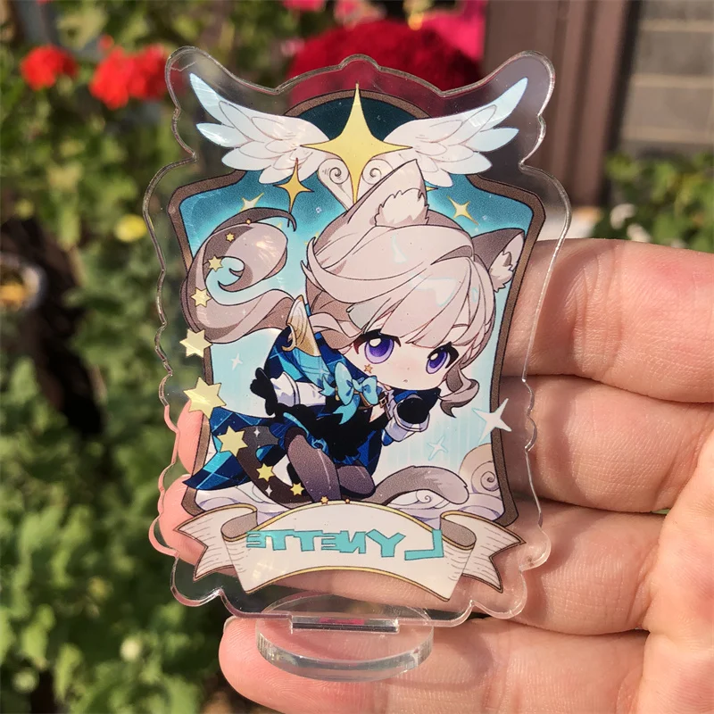 Genshin Impact Neuvillette Lyney Furina Wriothesley Figure Keychain Stand Plate Anime Game Cosplay Prop Accessories