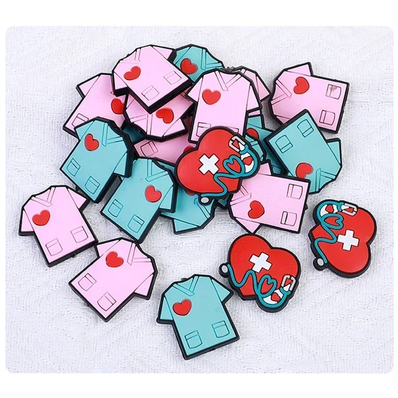 5/10pcs Stethoscope Rubber Focal Bead Bracelet Pacifier Chain Crochet Needles Pen Accessories Nurse Uniform Silicone Loose Beads
