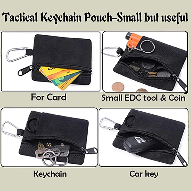 Outdoor Tactical Keychain Pouch Mini EDC Pocket Coin Purse ID Card Holder Car Fob Key Waist Case Wallet Earphone Pack
