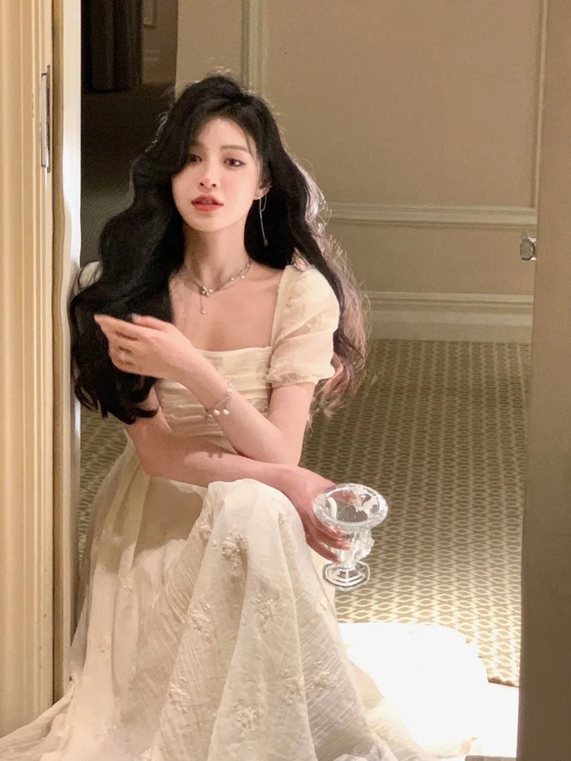 Summer Elegant Evening Party Midi Dress for Women Fashion Slim Princess Embroider Vestidos Female Korean Style Clothes 240319
