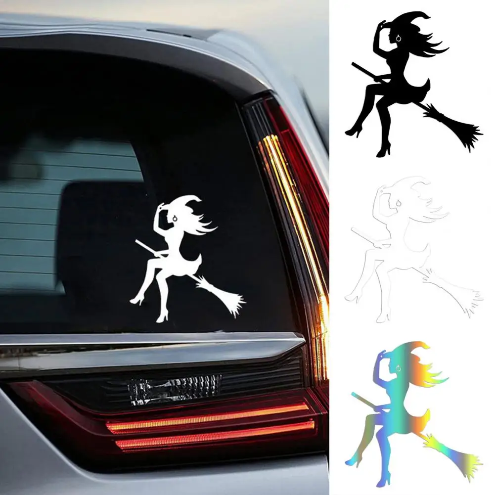 Halloween Witch Sticker Auto Witch Sticker Weather-resistant Halloween Witch Car Sticker Flying Broom Auto Suv Motorbike Vehicle