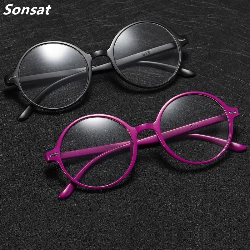 2025 TR Black Red Purple new Blue Round Frame Reading Glasses For Women Presbyopia Spectacles +100 TO +400 RetroEyeglasses
