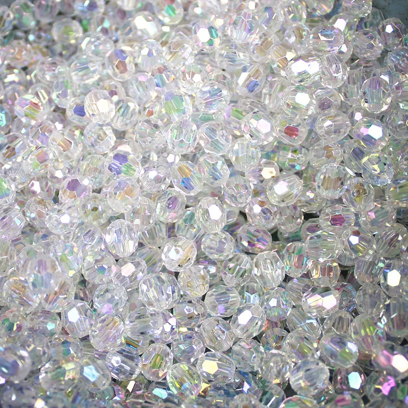 500Pcs 6/8/10mm Pink Transparent Bead AB Angle Bead DIY Crafts String Loose Bead Necklace Earrings Bracelet Knitting Ornament